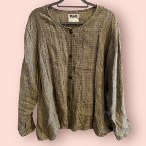 FLAX 100% Linen Button Front Top – Relaxed Minimalist